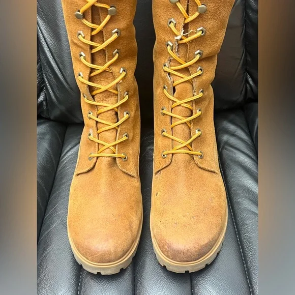 Timberland Premium 14” Knee High Wheat Waterproof Leather Boots Women Size 10W - Picture 7 of 16